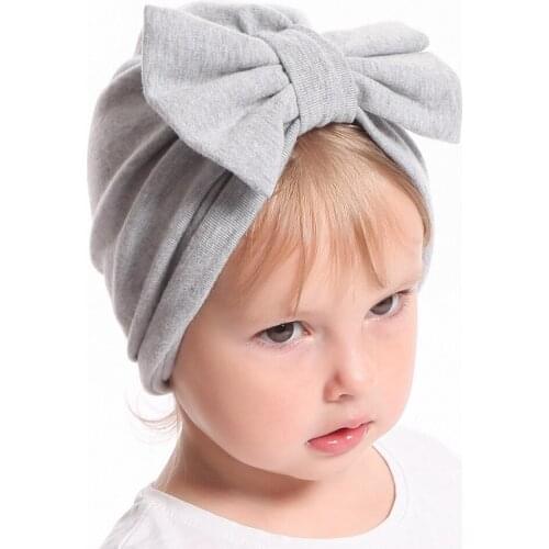 2019 Brand New Baby Girl Boy Knitted Turban Bunny Ears Bow Hat Toddler Kids Head Wrap Headband Solid Candy Color