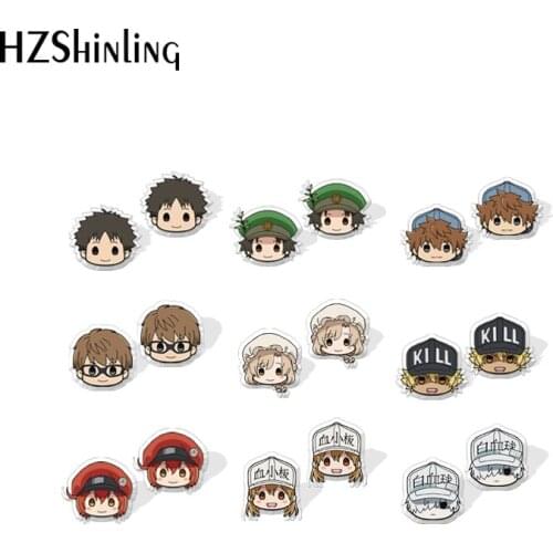 2021 New Cells at Work Stud Earring Anime Acrylic Resin Earrings Epoxy Handmade Jewelry Gifts Fans