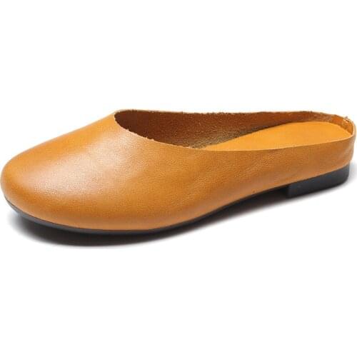 New leather art handmade womens single shoes Mori womens flat shoes retro slippers