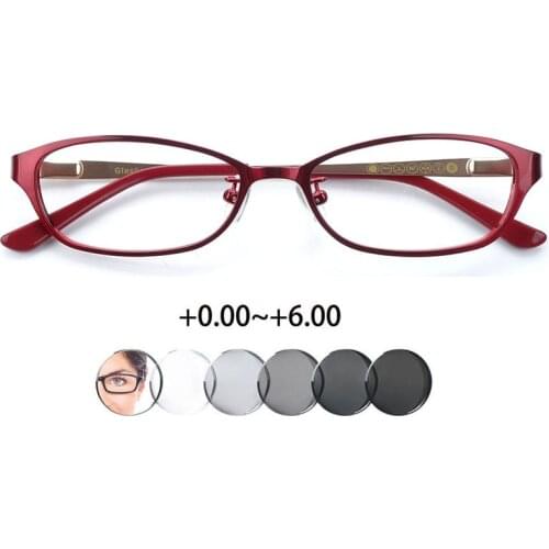 Women Transition Photochromic Reading Glasses 0~+6.00