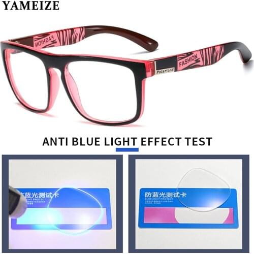 YAMEIZE Blue Light Blocking Glasses Men Computer Protection Square Eyewear Frame Retro Spectacles Women Anti Blue Rays Glasses