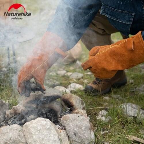 Naturehike Cooking Heat Insulation Glove Outdoor Glove Heat Flame Retardant Resistant Cowhide Glove Camping BBQ Oven Anti Scald