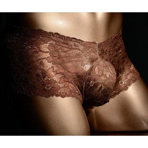 Sexy Men Lace U Convex Pouch G-string Sheer G-string COCk Ring Sexy Brief Candy Color Low Rise Gay Wear Plus Size Bottom Wear 12