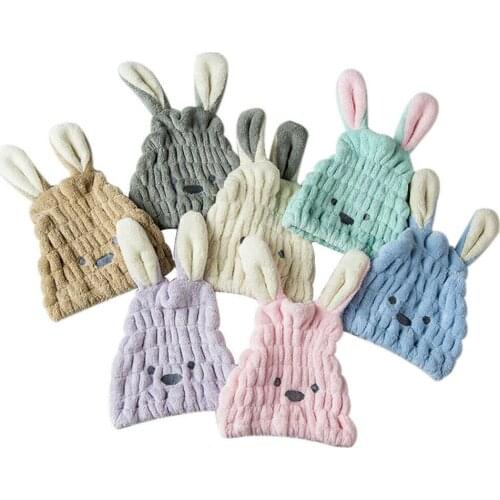 Cartoon Rabbit Dry Hair Hat Microfiber Hair Turban Quickly Dry Hair Caps Wrapped Towel Bathing Cap Fast Drying Shower Cap