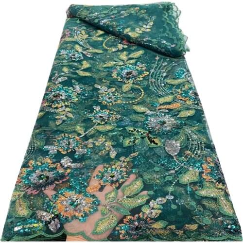 SJ Lace Latest Green African Organza Lace 2021 High Quality Sequins Nigerian Tulle Lace Fabric French Net Lace Fabric r5-42