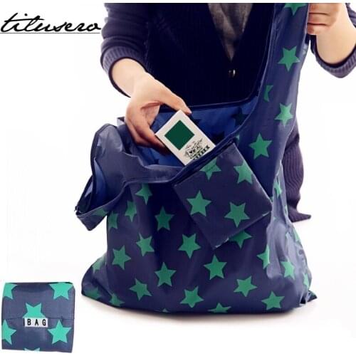 Foldable Shopping Bag Tote Folding Pouch Handbags Convenient Large-capacity Storage Bags F096