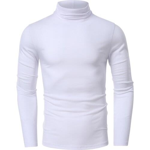 PARKLEES Mens Autumn Winter Slm Fit Turtleneck Sweater Pullover Casual Solid Knitted Sweater Men Black White Winter Clothes