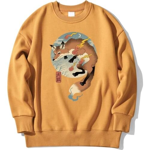 Fire Fox Fashion Personality Hoodies Male Japanese Fashion Streetwear Sportswear Brand Cool Clothing Oversize Sweatshirt Mens