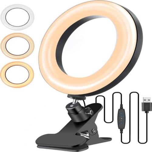 6/8 inches Phone Computer Selfie Fill Light Brightness Lamp Stand Tripod Clip Universal Mobile Phone Holder