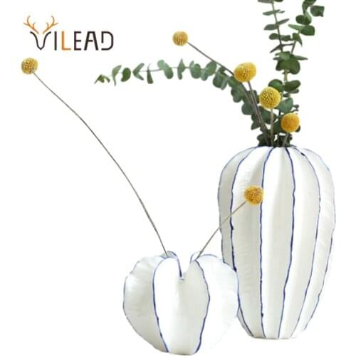 VILEAD Modern Ceramic Flower Vase Creative White Cactus Vase Home Decor Desktop Accessories Art Living Room Decoration New 2021