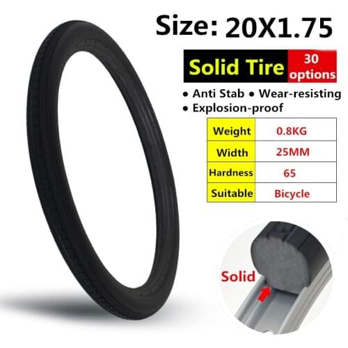 20*1.75 Bicycle Solid Tires 20 Inch 20x1.75 Tires Anti-slip Black Tires Bike Tires Riding BMX Bike Kids' Bike Tire