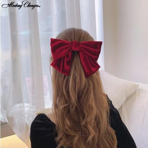 Fashion Velvet Bow With Clip For Women Girls Elegant Barrette Bow Tie Hairpins Vintage Hair pin Prom Headwear Hair Accessories