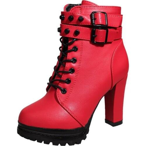 Women Motorcycle Boots New Female Fashion Womans 11cm High Heel Mature Boots Flat Vintage Buckle Casual Lady Boots rtg5