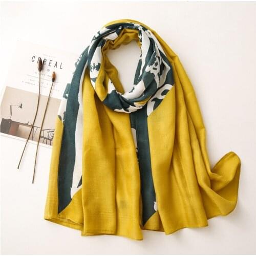 Antumn Patchwork Printed Scarf For Women Fashion Yellow Red Blue Shawls and Wraps Soft Muslim Hijabs 180x90cm