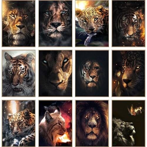Animals Art Canvas Paintings on The Wall Art Posters and Prints Lion Tiger Leopard Animals Art Canvas Pictures Home Decoration