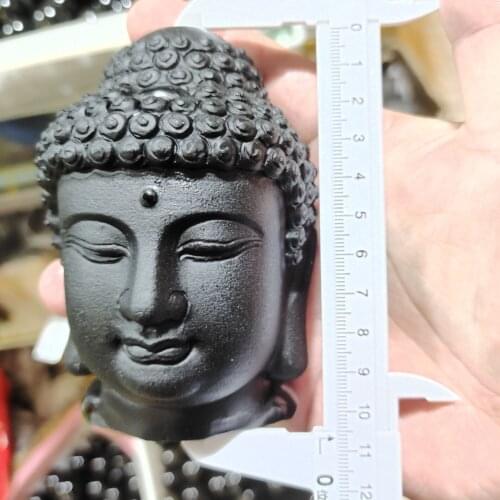 1pcs 650-700g cute natural obsidian crystal Sakyamuni Buddhas head healing crystal hand carved gift