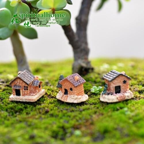 1pc random Resin Stone House Miniatures Figurines Garden Decoration Outdoor Accessories Mini Crafts for Home garden Decor