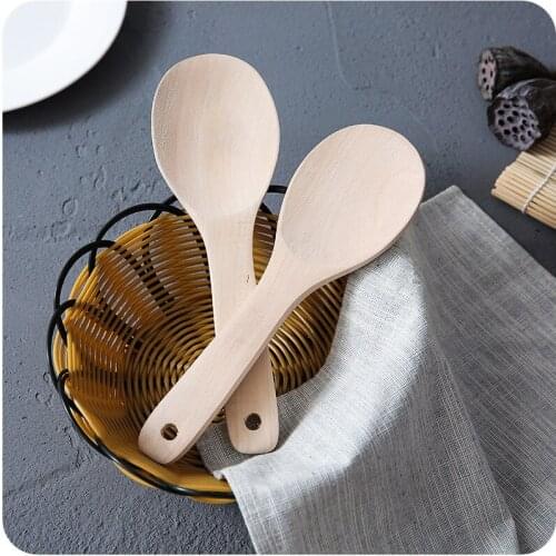 1pc Carbonized Bamboo Wooden Rice Cooker Nonstick Rice Scoop Rice Spoon
