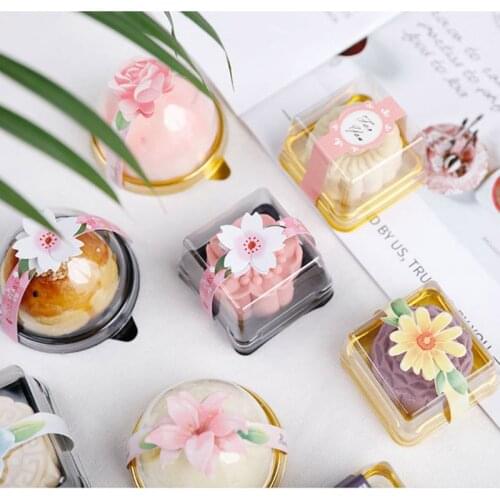 100pcs Square PP Moon Cake Box Packaging Mooncake Package Container Transparent Mooncake Boxes Baking Packing Box Party