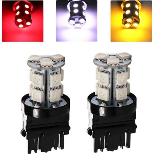 2pcs 3156 3157 White /Red /Amber / Yellow 13 SMD 5050 Stop Tail Brake Signal T25 12V 13 LED Car Light Bulb Car Light Source