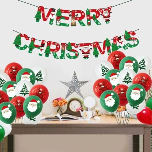 24 pcs Merry Christmas Balloon Set Banner Santa Claus Xmas Tree Noel Party Decor