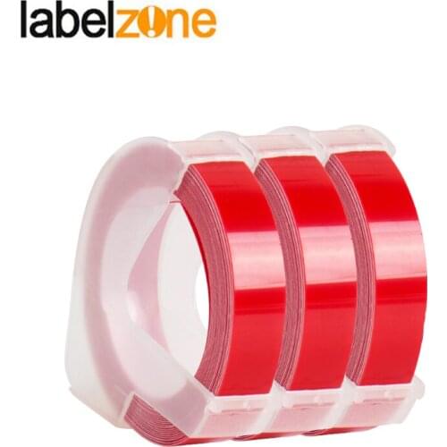3Rolls Dymo 9mm*3m red Embossing Label Tape Compatible Dymo 1610 Manual Label Machine for Motex E101 Label Makers Ribbon