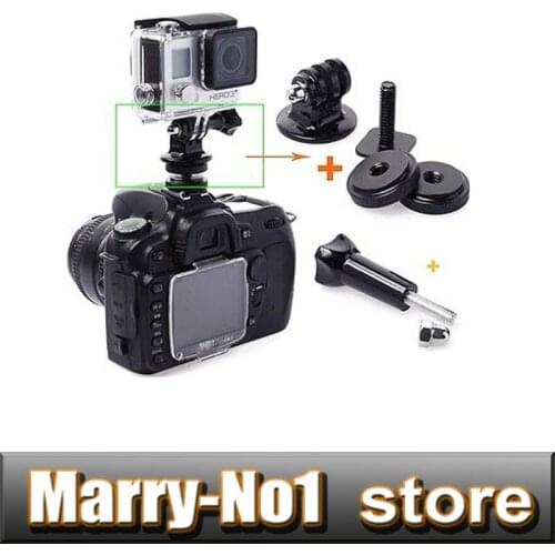 3pcs/1set 1/4" Hot Shoe Adaptor with Tripod Mount Screws and Thumb knob screw for Camera GoPro Hero 2 3 3