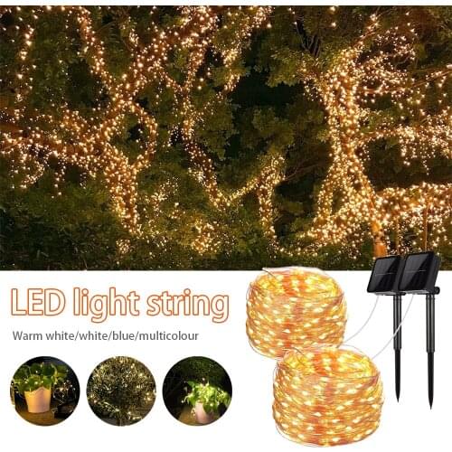 7m/32m LED Solar Lamp LED Outdoor String Lights Fairy Holiday Christmas Parties Garlands New Year Solar Garden Waterproof Light