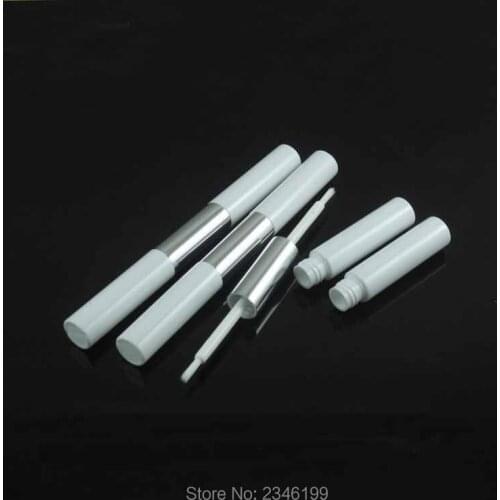 8ML 50pcs/lot White Empty Plastic Lip Gloss Tube, Double-edged Nail Oil Container, DIY Plastic Nail Glue Bottle with Makeup Tool