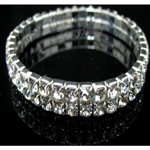 Free Shipping 2 Row Clear Transparent Crystal Stretchy Bracelets 50pcs Wholesale