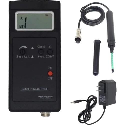 SJ200 Digital Gauss Meter Static Magnetic Field Tesla Tester 0-200Mt-2000mT with Adapter and Carrying Box Y