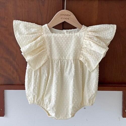 Double Ruffles Lace Baby Romper for Girls Clothes Summer Solid Color Infant Kids Bodysuit for Toddler Girl Clothing Set Children