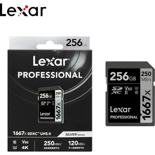 Lexar Memory Card 1667x Max Reading Speed 250MB/s 256GB Class 10 UHS-II 64GB 128GB V60 U3 SD Card For 4K video Camera