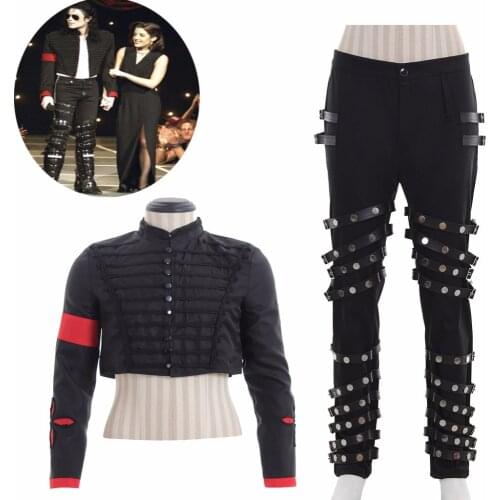 Cosplaydiy Michael Jackson BAD Concert Steampunk Top Pants MJ ERA Stage Cosplay Adult Performance Cosplay Costume L0516