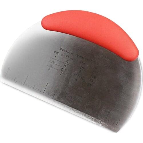 Stainless Steel Kitchen Chopper Dough Cutter Scraper with Measuring Scale [Stainless Steel, Marked in Photo]