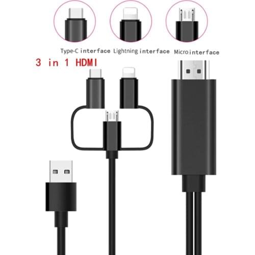 LEJIADA Cable HDTV is an Apple HDMI HD video mobile TV with audio and on-screen cable TV 2-in-1 3-in-1 plug-in