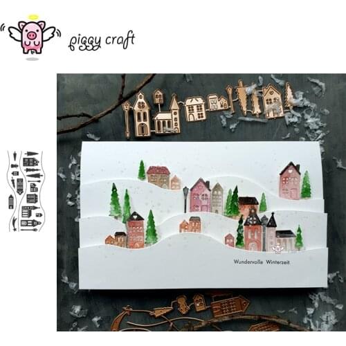 Piggy Craft metal cutting dies cut die mold Christmas tree house strip Scrapbook paper craft knife mould blade punch stencils