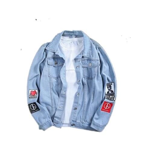 Mens Long Sleeve Jeans Coat Casual Loose Fashion Denim Jacket Blue Denim Pockets Tops