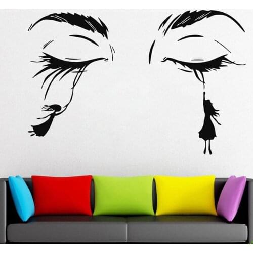 Eyelash Wall Decal Woman Face Lashes Eyebrows Door Window Vinyl Sticker Beauty Salon Girls Bedroom Interior Decor Wallpaper E110