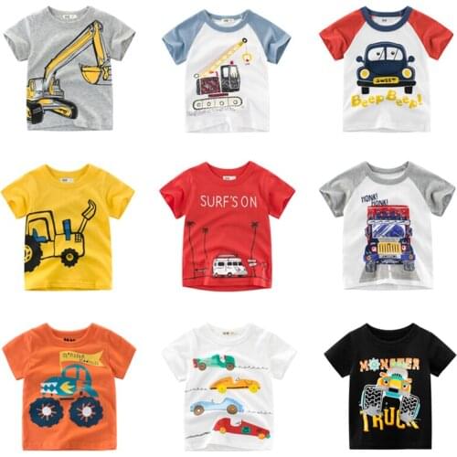 2021 NEW Kids Tops Cotton Summer Boys Car Print T-Shirt Toddler Child Clothes Boys Clothes Children Short Sleeve T Shirt 2-8Y