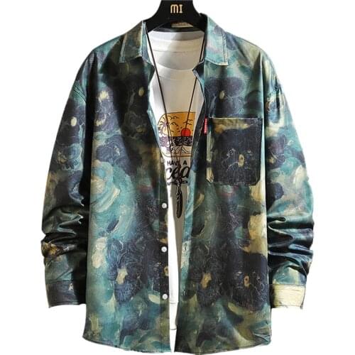 2020 Autumn New Painting Camouflage Printed Shirt Long Sleeve Korean Fashion Soft and Comfort
