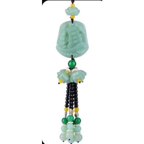 Automobile pendant crystal calabash pixiu decorated green jade lotus car suspension drop ping an automobile interior crafts Home