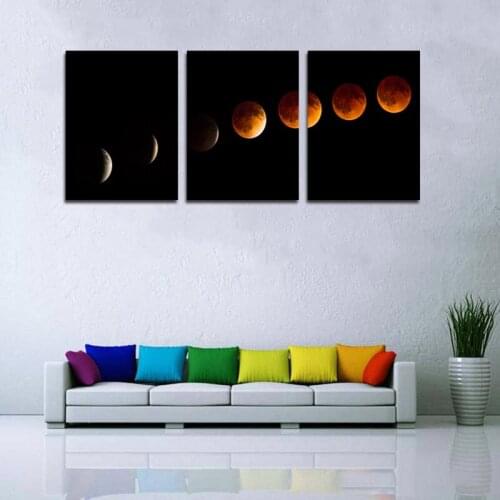 RELIABLI ART 3 Panels/Set Moon Eclipse Pictures Wall Paintings For living room Canvas Prints Poster Modern Decoration Pictures