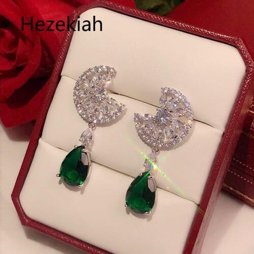 Hezekiah needle Earrings Free shipping Personality green Womens Earrings Dance party Superior quality Earrings female