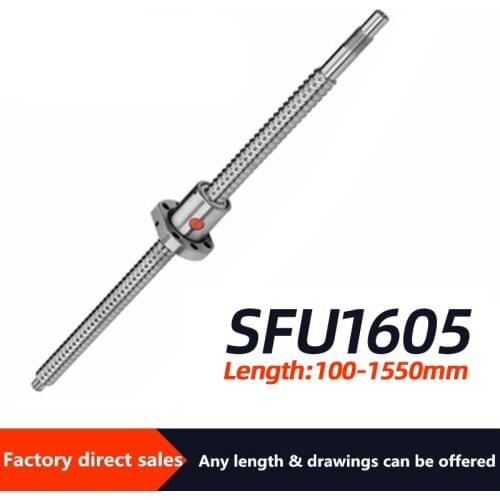 Ballscrew SFU1605-any length 100mm to 1550mm Ball Screw with ball nut End Machined CNC parts