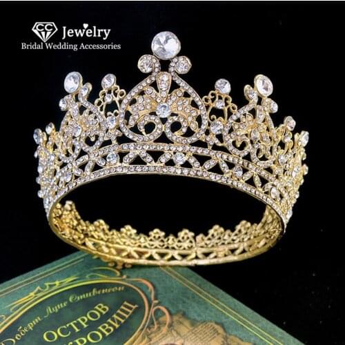 CC Tiaras and Crowns Hairband Baroque Style Big Crown Luxury Wedding Hair Accessories for Women Bridesmaids Cubic Zircon YQ01