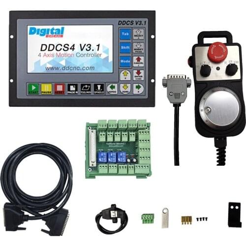 Upgrade ddcsv3.1+3M signal line large wiring board 3 axis 4 axis cnc offline motion controller with emergency stop handwheel MPG
