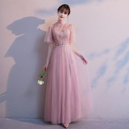 Vintage High Neck A-line Floor-length Tulle Long Evening Dresses For Wedding Party Elegant Modest Formal Gown With Sleeve