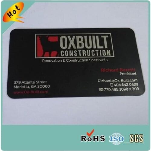 High Quality Fashion Stainless Steel Metal Visit Card Custom Black Metal Business Cards