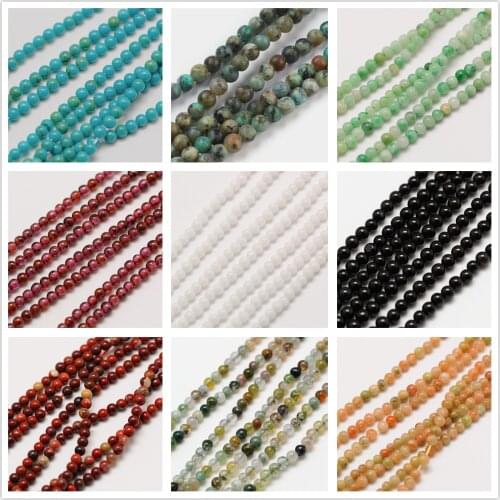 1 Strand Natural Round Bead 2mm for jewelry making DIY Bracelet Necklace Accessories, Hole:0.8mm; about 184pcs/strand